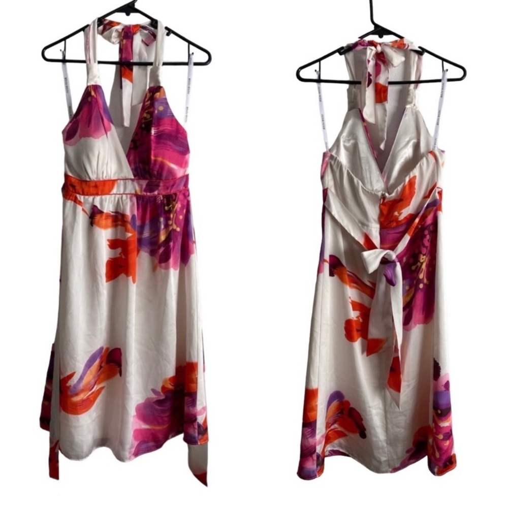 BISOU BISOU Michele Bohbot White/Pink/Orange Dress Size 4
